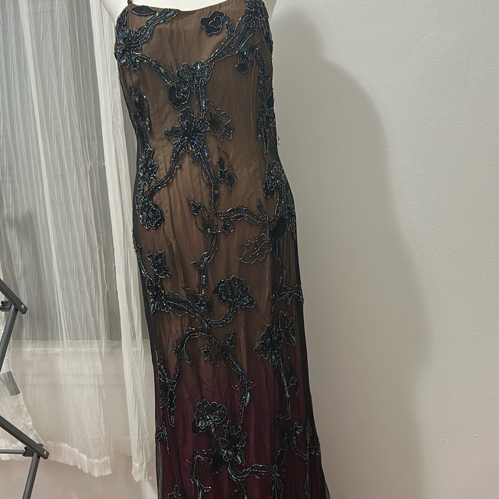 vintage Elegant Black  Floral Evening Gown